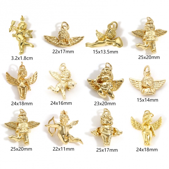 Picture of Brass Religious Charms 18K Gold Color Angel 3D