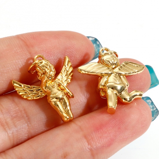 Picture of Brass Religious Charms 18K Gold Color Angel 3D