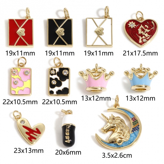 Immagine di Ottone Charms 18K Vero Oro Placcato 1 Pz