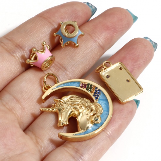 Immagine di Ottone Charms 18K Vero Oro Placcato 1 Pz