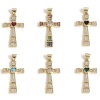 Picture of Brass Religious Pendants 18K Real Gold Plated Cross Heart Micro Pave 3.5cm x 1.7cm