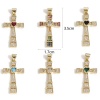 Picture of Brass Religious Pendants 18K Real Gold Plated Cross Heart Micro Pave 3.5cm x 1.7cm