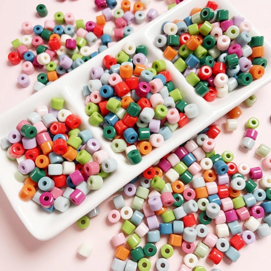 Picture of Acrylic Beads For DIY Charm Jewelry Making Multicolor Opaque Round About 6mm x 5mm