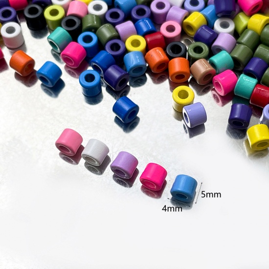 Immagine di Lega di Zinco Perline per la Creazione di Gioielli con Ciondoli Fai-da-te A Colori Misti Casuali Cilindrico Pittura 10 Pz