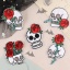 Picture of Polyester Halloween Iron On Patches Appliques (With Glue Back) DIY Sewing Craft Clothing Decoration Multicolor Skull Rose Flower