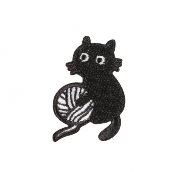 Picture of Polyester Appliques Patches DIY Scrapbooking Black Cat Animal