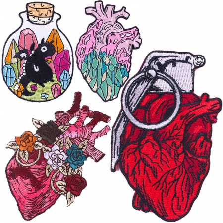 Polyester Punk Iron On Patches Appliques (With Glue Back) DIY Sewing Craft Clothing Decoration Multicolor Anatomical Human Heart