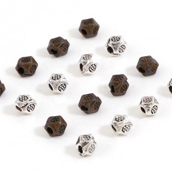 Picture of Zinc Based Alloy Spacer Beads For DIY Charm Jewelry Making Multicolor Cube Plum Flower About 3.5mm x 3.5mm