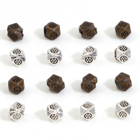 Picture of Zinc Based Alloy Spacer Beads For DIY Charm Jewelry Making Multicolor Cube Plum Flower About 3.5mm x 3.5mm
