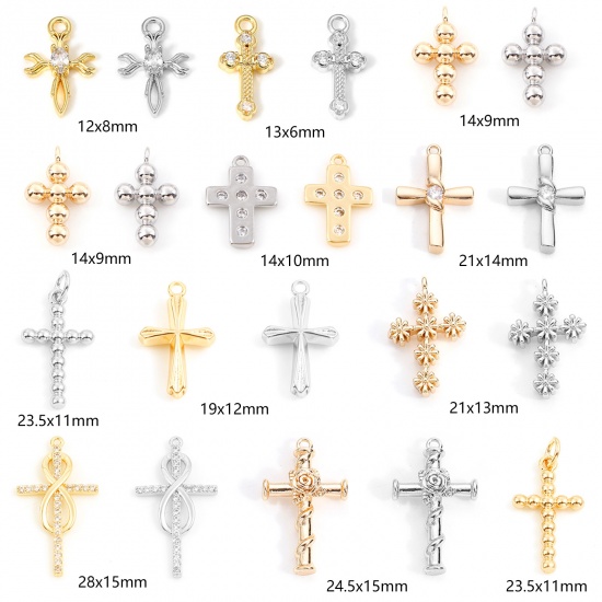 Picture of Brass Religious Charms Real Gold Plated Cross