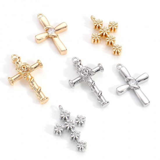 Picture of Brass Religious Charms Real Gold Plated Cross