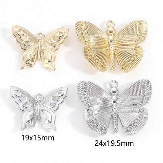 Picture of Brass Insect Charms Real Gold Plated Butterfly Animal                                                                                                                                                                                                         