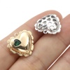 Bild von Messing Valentinstag Charms Echtgold plattiert Herz Hohl Bunt Zirkonia 16mm x 15mm, 2 Stück