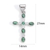 Picture of Brass Religious Charm Pendant Real Gold Plated Cross Multicolour Cubic Zirconia 27mm x 14mm