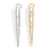 Picture of Brass Micro Pave Pendants Real Gold Plated Cone Clear Cubic Zirconia 3.7cm x 0.4cm