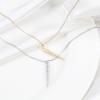 Picture of Brass Micro Pave Pendants Real Gold Plated Cone Clear Cubic Zirconia 3.7cm x 0.4cm