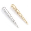 Picture of Brass Micro Pave Pendants Real Gold Plated Cone Clear Cubic Zirconia 3.7cm x 0.4cm
