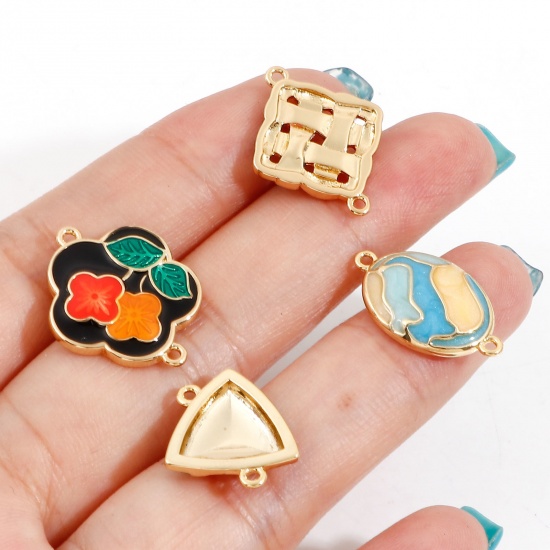 Picture of Brass Connectors Charms Pendants 18K Real Gold Plated Enamel                                                                                                                                                                                                  