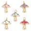 Immagine di Ottone Charms Fungo Colore Oro 18K Multicolore Smalto Multicolore Cubic Zirconiae 20mm x 14mm, 1 Pz
