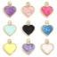 Immagine di Ottone San Valentino Charms Cuore 18K Vero Oro Placcato Multicolore Madreperla Smalto 22mm x 5mm, 2 Pz