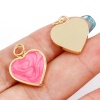 Picture of Brass Valentine's Day Charms 18K Real Gold Plated Multicolor Pearlized Heart Enamel 22mm x 5mm