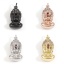 Immagine di Ottone Religione Charms Budda Multicolore Micro Spianare Trasparente & Rosso Cubic Zirconiae 18mm x 8mm, 1 Pz