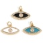 Immagine di Ottone Micro Intarsio Charms Occhi 18K Vero Oro Placcato Multicolore Smalto Trasparente Cubic Zirconiae 18mm x 14mm, 1 Pz