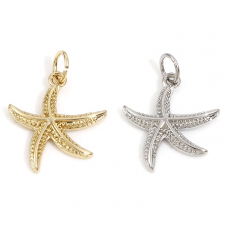 Ottone Gioielli Oceanici Charms Stella di Mare Vero Oro Placcato 21mm x 15mm, 2 Pz