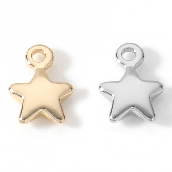 Image de Breloques Galaxie en Laiton Etoile Plaqué Or Véritable Double Face 10mm x 7mm, 10 Pcs