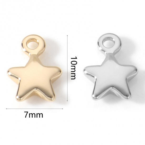 Image de Breloques Galaxie en Laiton Etoile Plaqué Or Véritable Double Face 10mm x 7mm, 10 Pcs