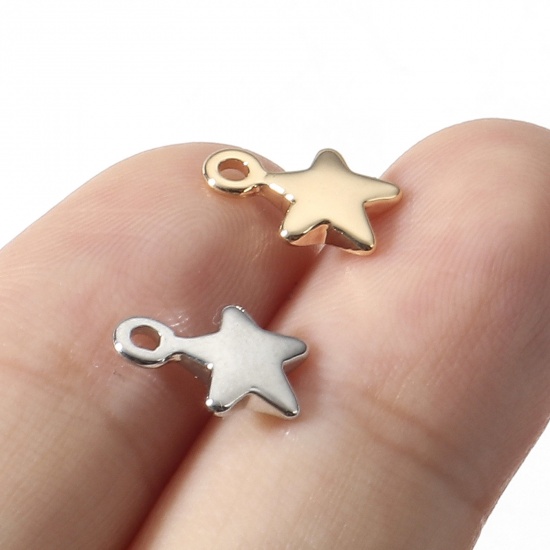 Image de Breloques Galaxie en Laiton Etoile Plaqué Or Véritable Double Face 10mm x 7mm, 10 Pcs