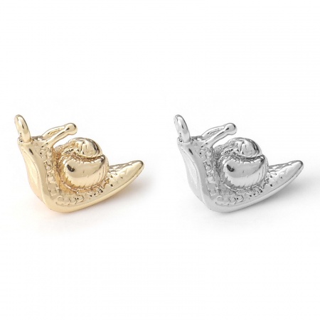 Messing Charms Echtgold plattiert Schnecken 3D 9mm x 7,5mm, 2 Stück