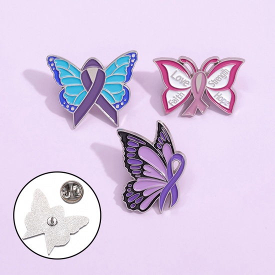 Picture of Insect Pin Brooches Butterfly Animal Ribbon Multicolor Enamel
