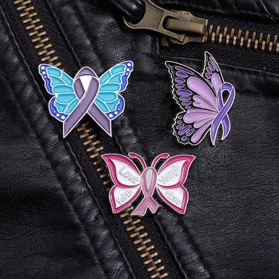 Picture of Insect Pin Brooches Butterfly Animal Ribbon Multicolor Enamel