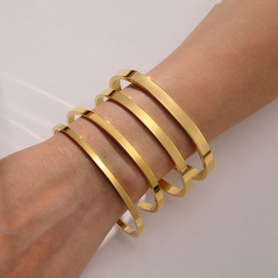 Picture of Eco-friendly Vacuum Plating Stylish Simple 18K Gold Color 304 Stainless Steel Bangles Bracelets Unisex Party