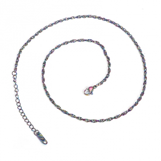 Immagine di 304 Acciaio Inossidabile Catena di Anello Doppio Collana 40cm Lunghezza, 1 Pz