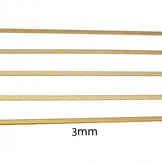 Immagine di 304 Acciaio Inossidabile Catena di Serpente Collana Oro Placcato Dimensione della Catena 3mm, 1 Pz