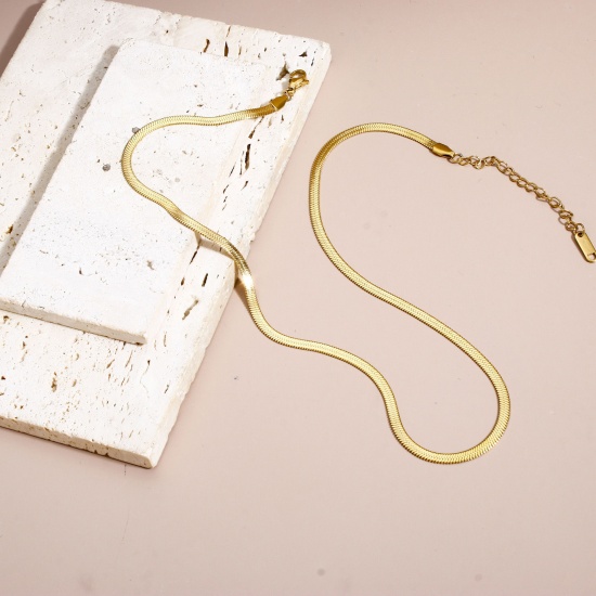 Image de Colliers en 304 Acier Inoxydable Chaîne Maille Serpent Doré Taille de Chaîne: 3mm, 1 Pièce