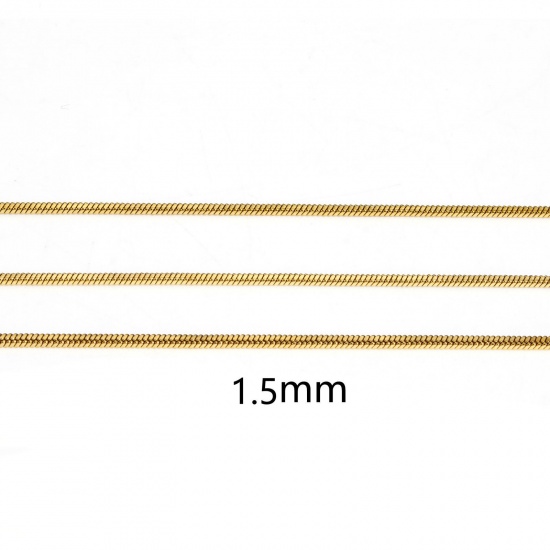 Bild von 304 Edelstahl Schlangenkette Kette Halskette Vergoldet Kettengröße: 1.5mm, 1 Strang