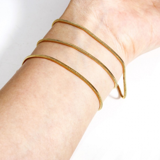 Bild von 304 Edelstahl Schlangenkette Kette Halskette Vergoldet Kettengröße: 1.5mm, 1 Strang