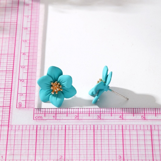 Image de Boucles d'Oreilles Puces Mignon Multicolore Fleur Givré 1 Paire