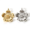 Picture of Brass Charms Real Gold Plated Flower Peach Blossom Flower 3D 13mm x 11mm