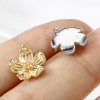 Picture of Brass Charms Real Gold Plated Flower Peach Blossom Flower 3D 13mm x 11mm