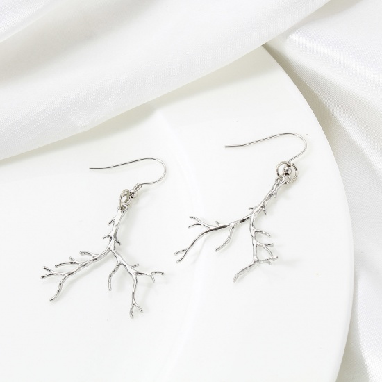 Image de Pendentifs en Laiton Branches Plaqué Or Véritable 3.4cm x 3cm, 2 Pcs