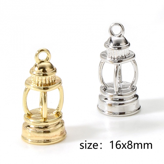 Picture of Brass Charms Real Gold Plated Table Lamp 3D 16mm x 8mm