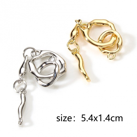 Picture of Brass Connectors Charms Pendants Circle Ring Real Gold Plated 5.4cm x 1.4cm