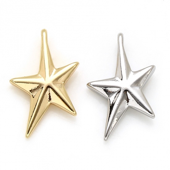 Picture of Brass Galaxy Charms Real Gold Plated Star 17mm x 10mm