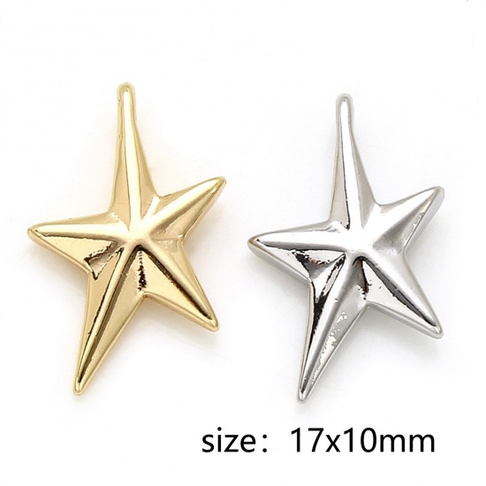 Picture of Brass Galaxy Charms Real Gold Plated Star 17mm x 10mm