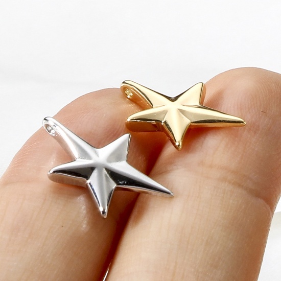 Picture of Brass Galaxy Charms Real Gold Plated Star 17mm x 10mm