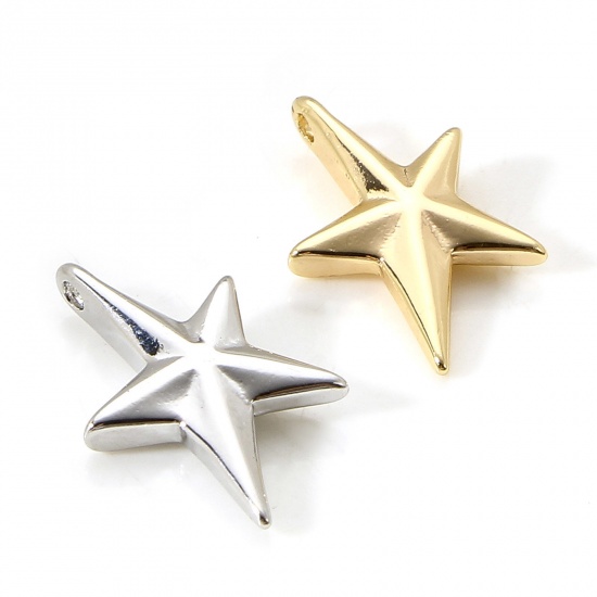 Picture of Brass Galaxy Charms Real Gold Plated Star 17mm x 10mm